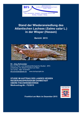 Stand Der Wiederansiedlung Des Atlantischen Lachses (Salmo Salar L.) in Der Wisper (Hessen)