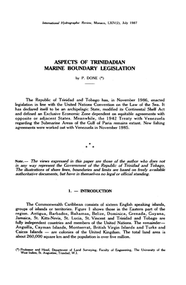 Aspects of Trinidadian Marine Boundary Legislation