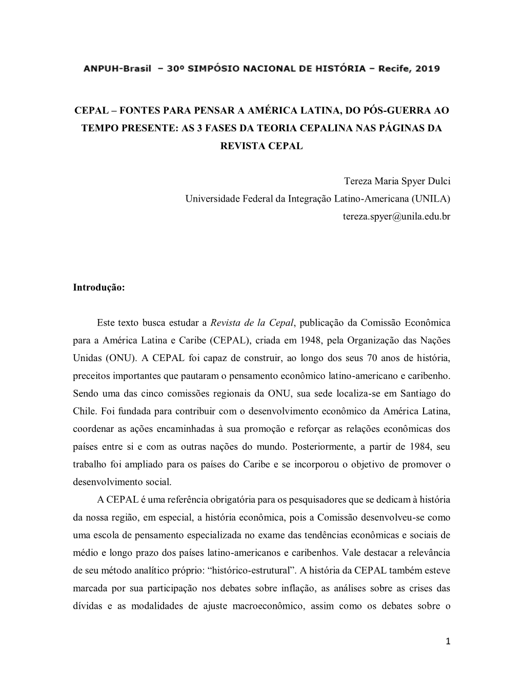 1 Cepal – Fontes Para Pensar a América Latina, Do Pós