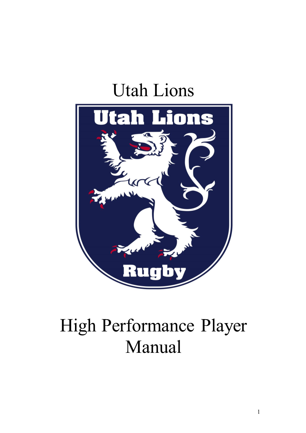 Utah Lions High Performance Player Manual