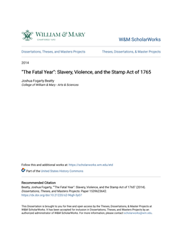 Slavery, Violence, and the Stamp Act of 1765
