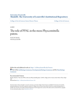 The Role of PPAL in the Moss Physcomitrella Patens