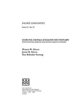 GURUNG-NEPALI-ENGLISH DICTIONARY Warren W. Glover