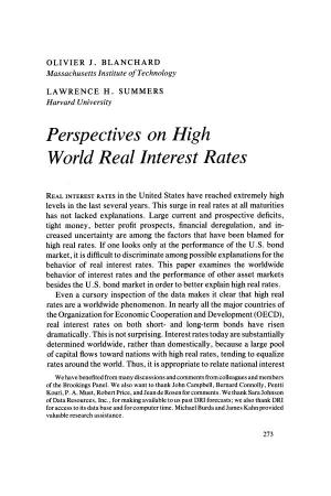 Perspectives on High World Real Interest Rates