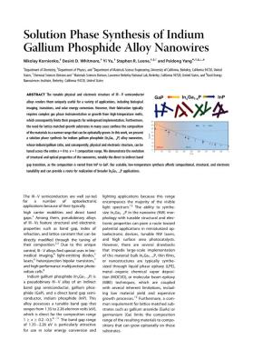 Solution Phase Synthesis of Indium Gallium Phosphide Alloy Nanowires