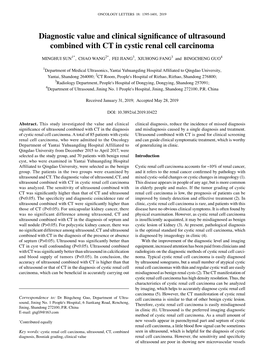 Diagnostic Value and Clinical Significance of Ultrasound Combined with CT in Cystic Renal Cell Carcinoma