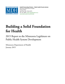 Building a Solid Foundation for Health: 2015 Report to the Minnesota Legislature on Public Health System Development
