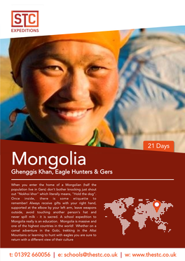 Mongolia Ghenggis Khan, Eagle Hunters & Gers