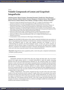 Volatile Compounds of Lemon and Grapefruit Integropectin