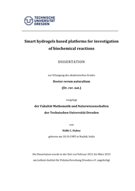 Smart Hydrogels Based Platforms for Investigation of Biochemical Reactions