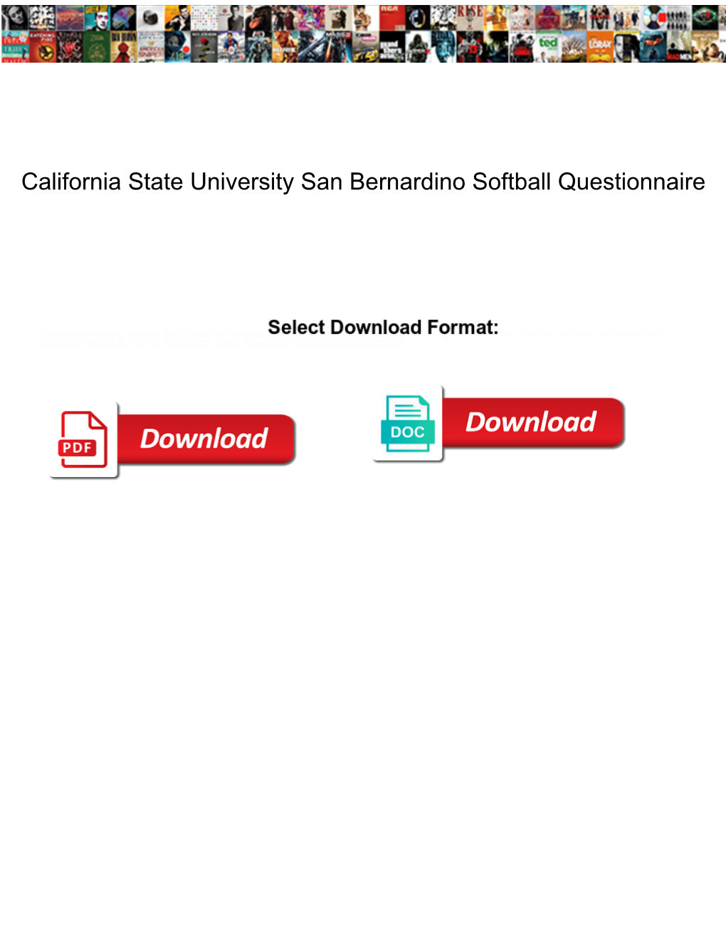 California State University San Bernardino Softball Questionnaire