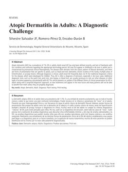 Atopic Dermatitis in Adults: a Diagnostic Challenge Silvestre Salvador JF, Romero-Pérez D, Encabo-Durán B