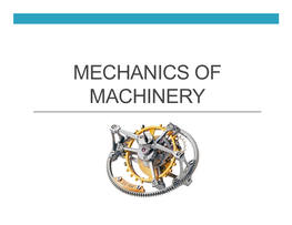 Mechanics of Machinery 29-01-2019 2
