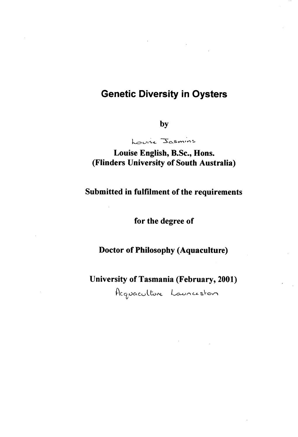 Genetic Diversity in Oysters