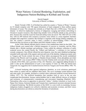 Water Nations: Colonial Bordering, Exploitation, and Indigenous Nation-Building in Kiribati and Tuvalu