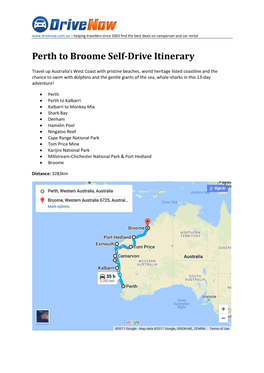 Perth to Broome Self-Drive Itinerary