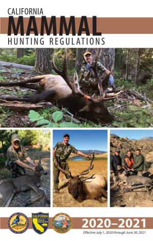 2020-2021 California Mammal Hunting Regulations