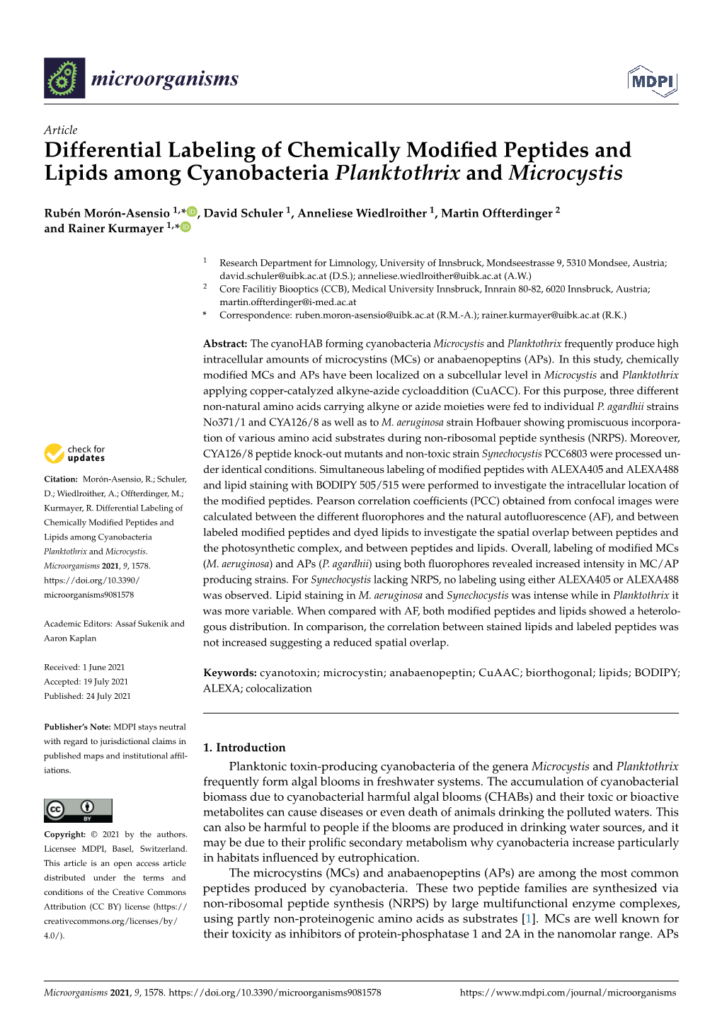 Differential Labeling of Chemically Modified Peptides and Lipids