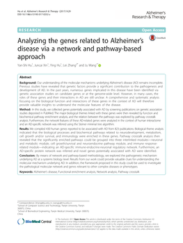 Analyzing the Genes Related to Alzheimer's Disease Via a Network