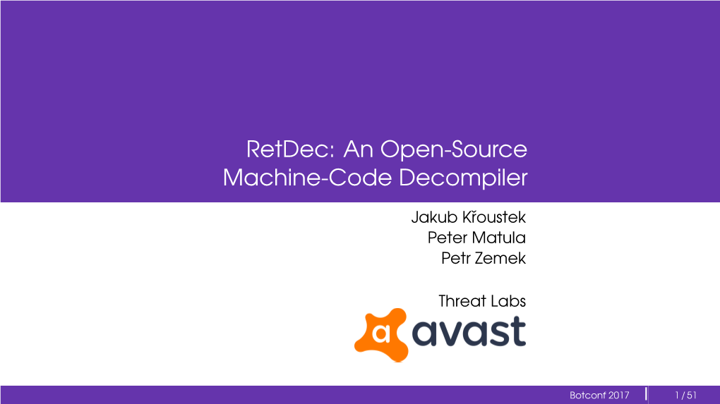 Retdec: an Open-Source Machine-Code Decompiler