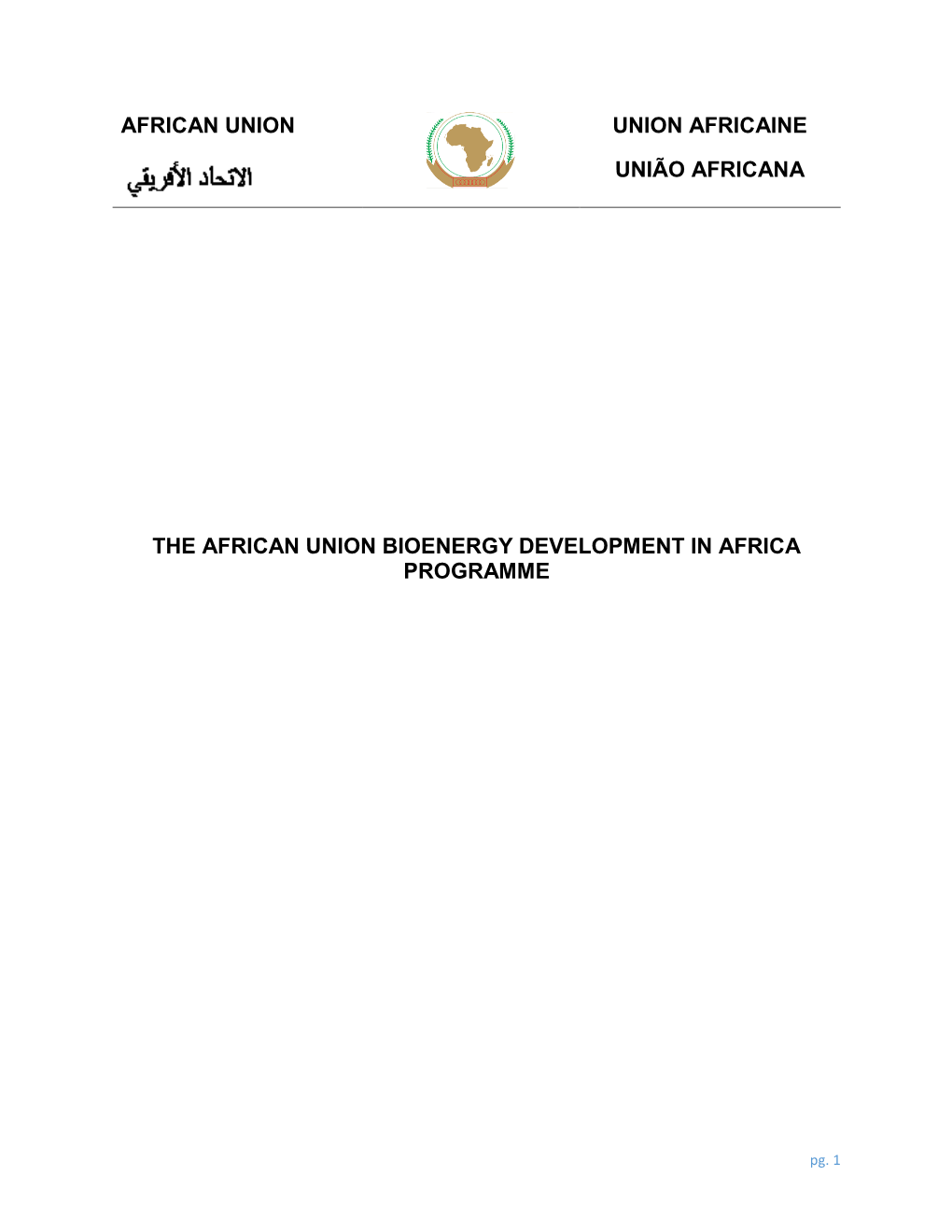 The African Union Bioenergy Development in Africa Programme