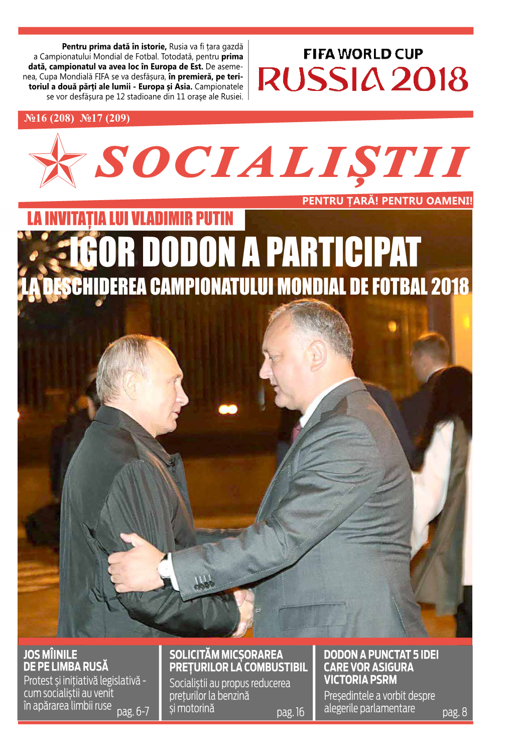 Igor Dodon a Participat La Deschiderea Campionatului Mondial De Fotbal 2018