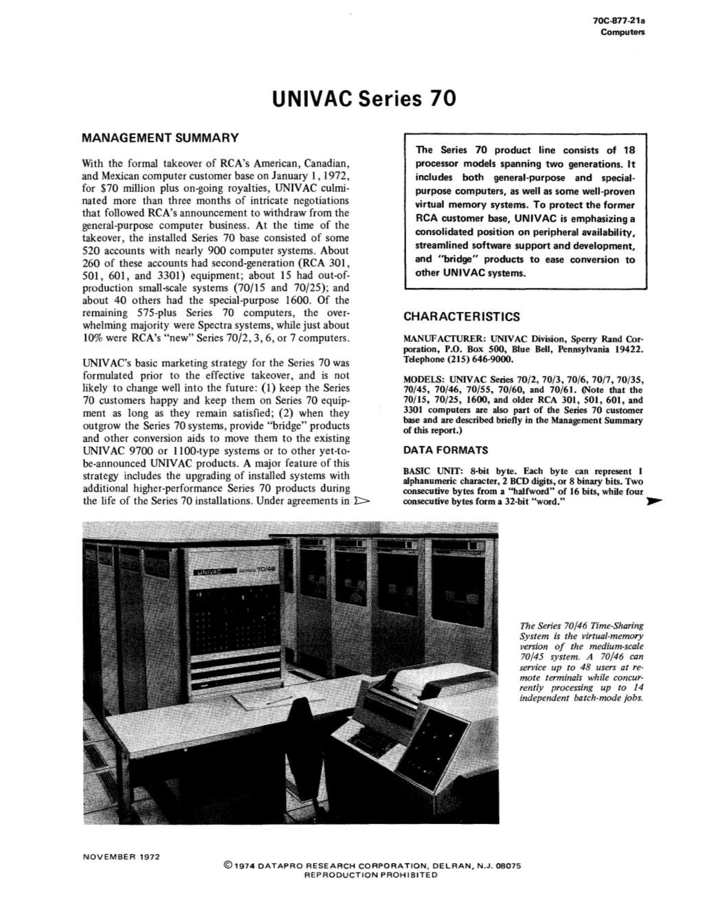 UNIVAC Series 70