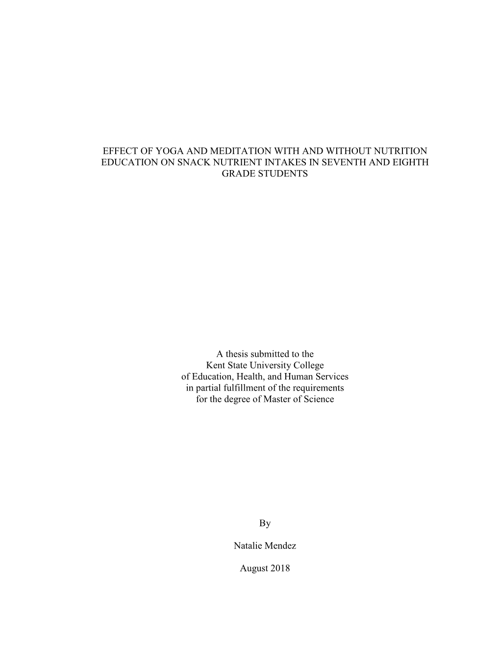 Effect of Yoga and Meditation with and Without Nutrition Education on Snack Nutrient Intakes in Seventh and Eighth Grade Students