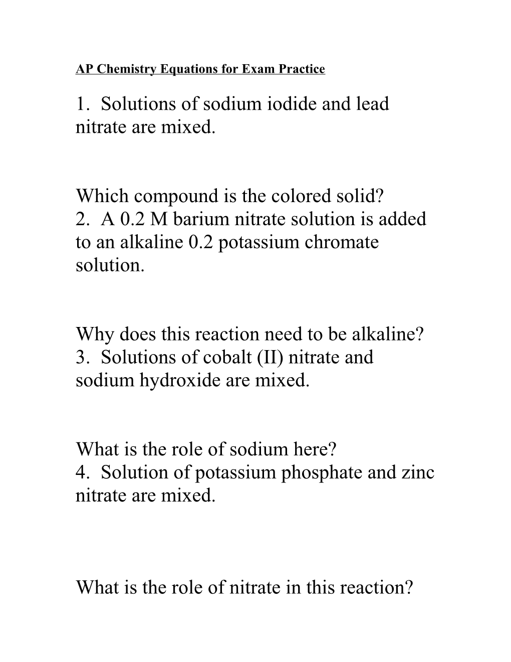 AP Chemistry Equations For Exam Practice