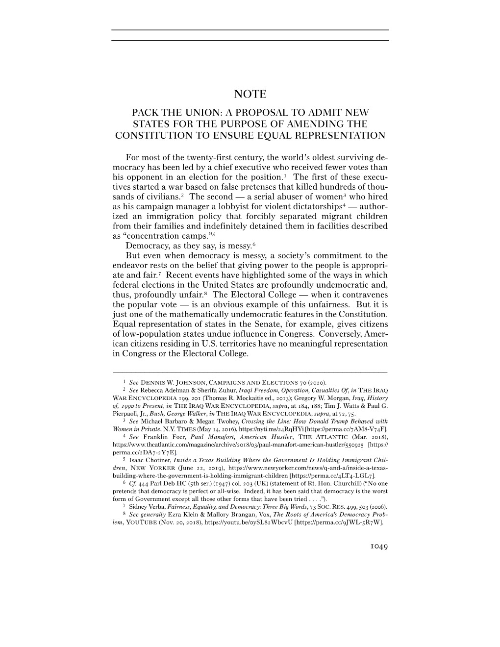 Pack the Union: a Proposal to Admit New States for the Purpose of Amending the Constitution to Ensure Equal Representation