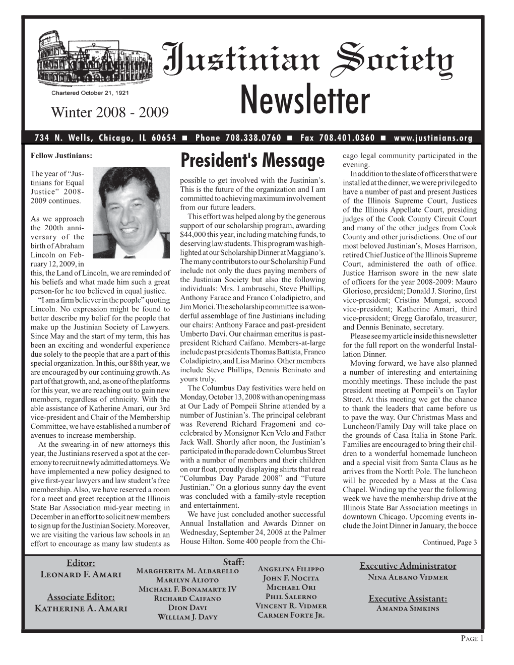Winter 2008 - 2009 Newsletter