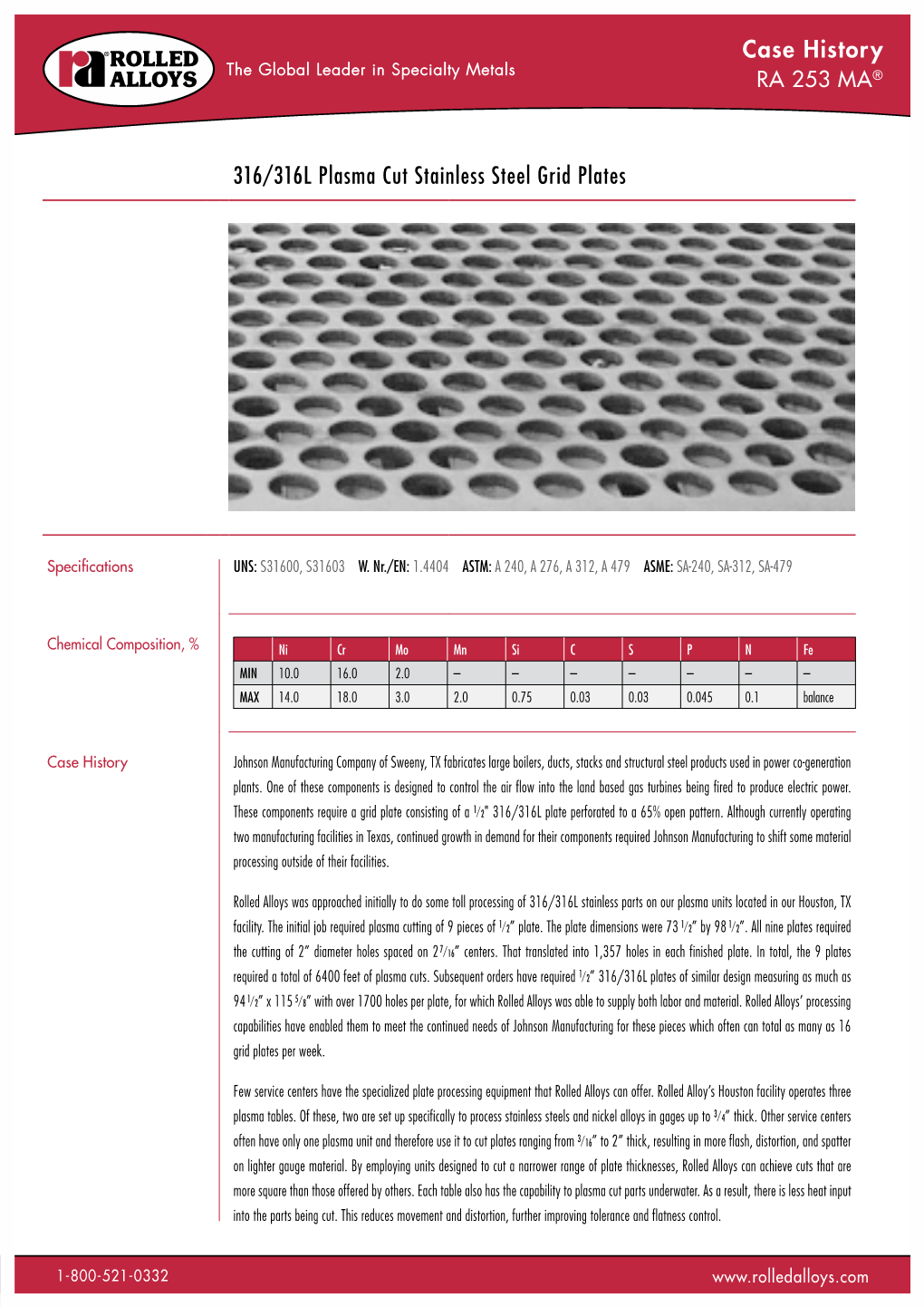 316/316L Plasma Cut Stainless Steel Grid Plates Case History