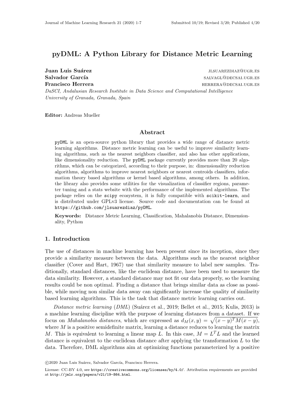 Pydml: a Python Library for Distance Metric Learning