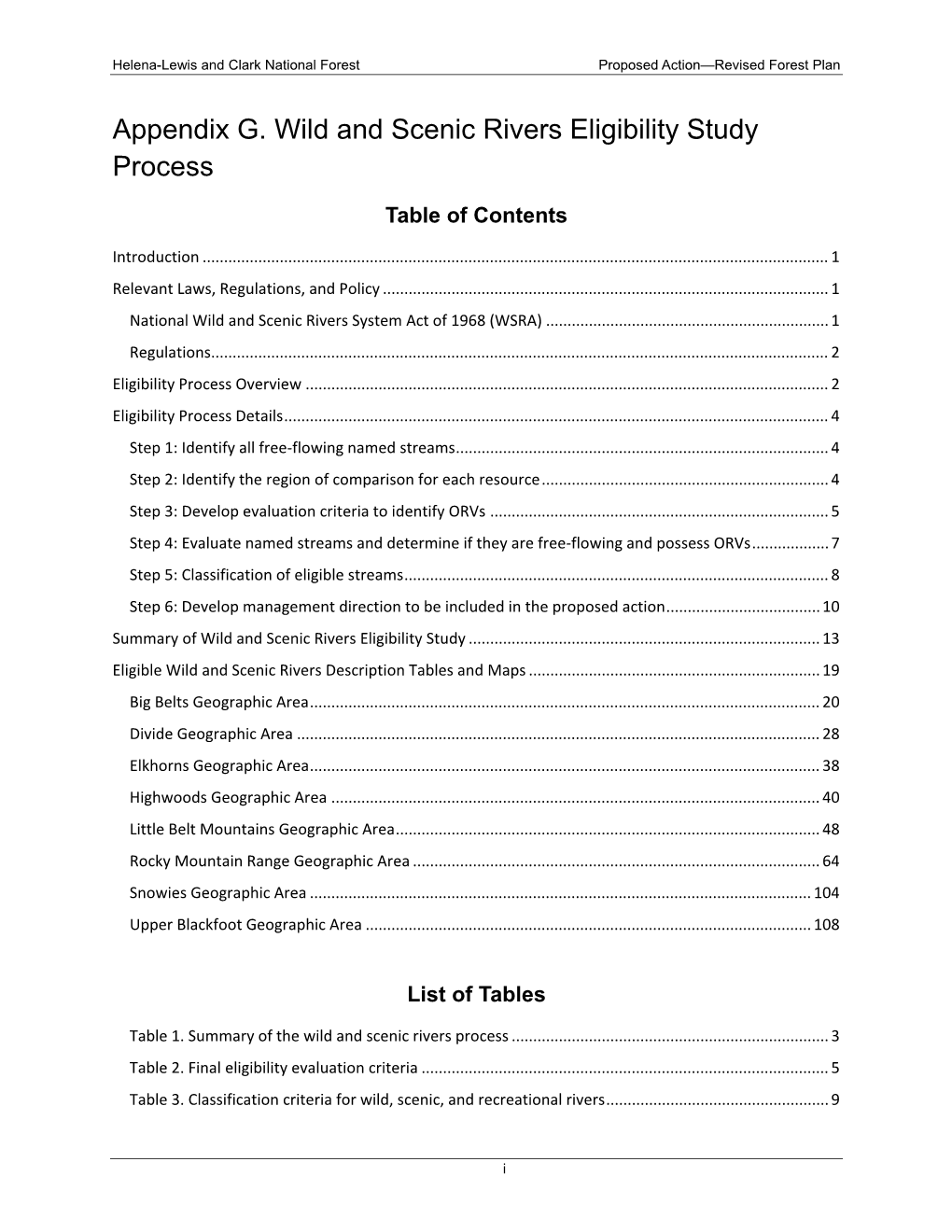 Appendix G. Wild and Scenic Rivers Eligibility Study Process