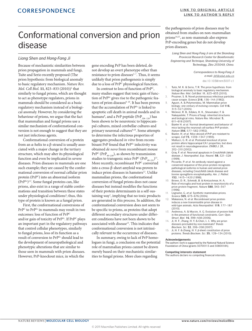 Conformational Conversion and Prion Disease