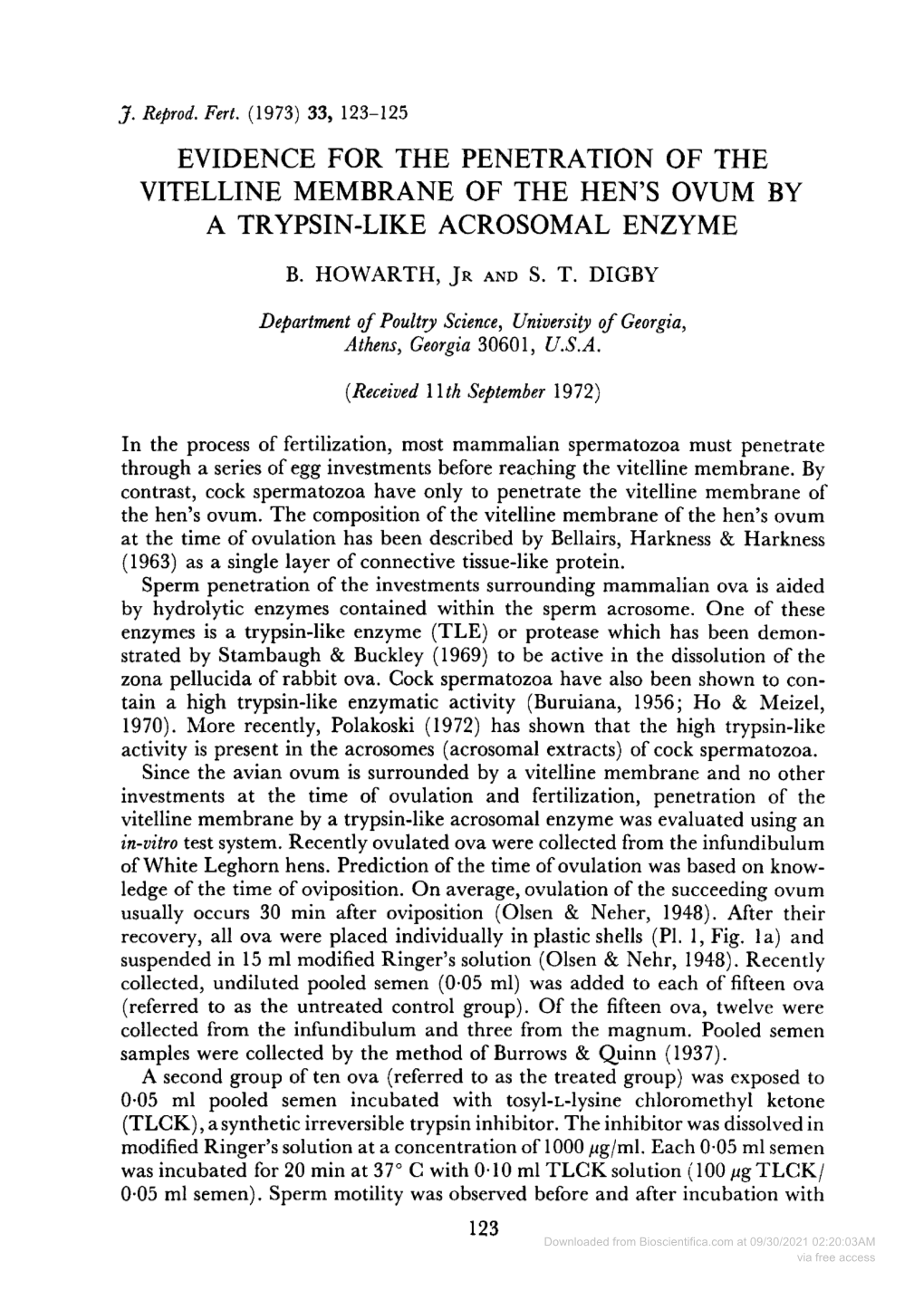 Evidence Forthe Penetration of the Vitelline Membrane