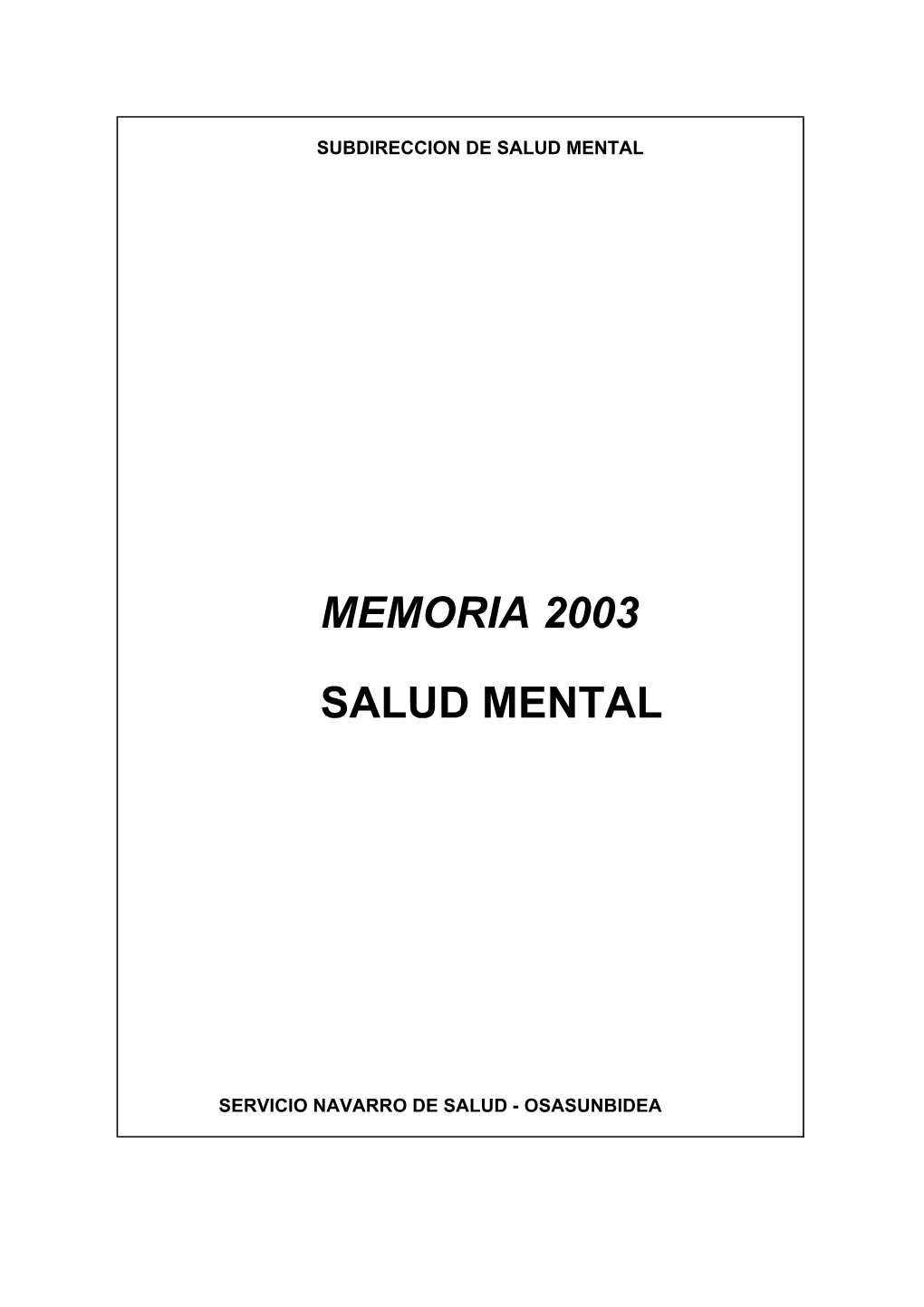 Memoria 2003 Salud Mental