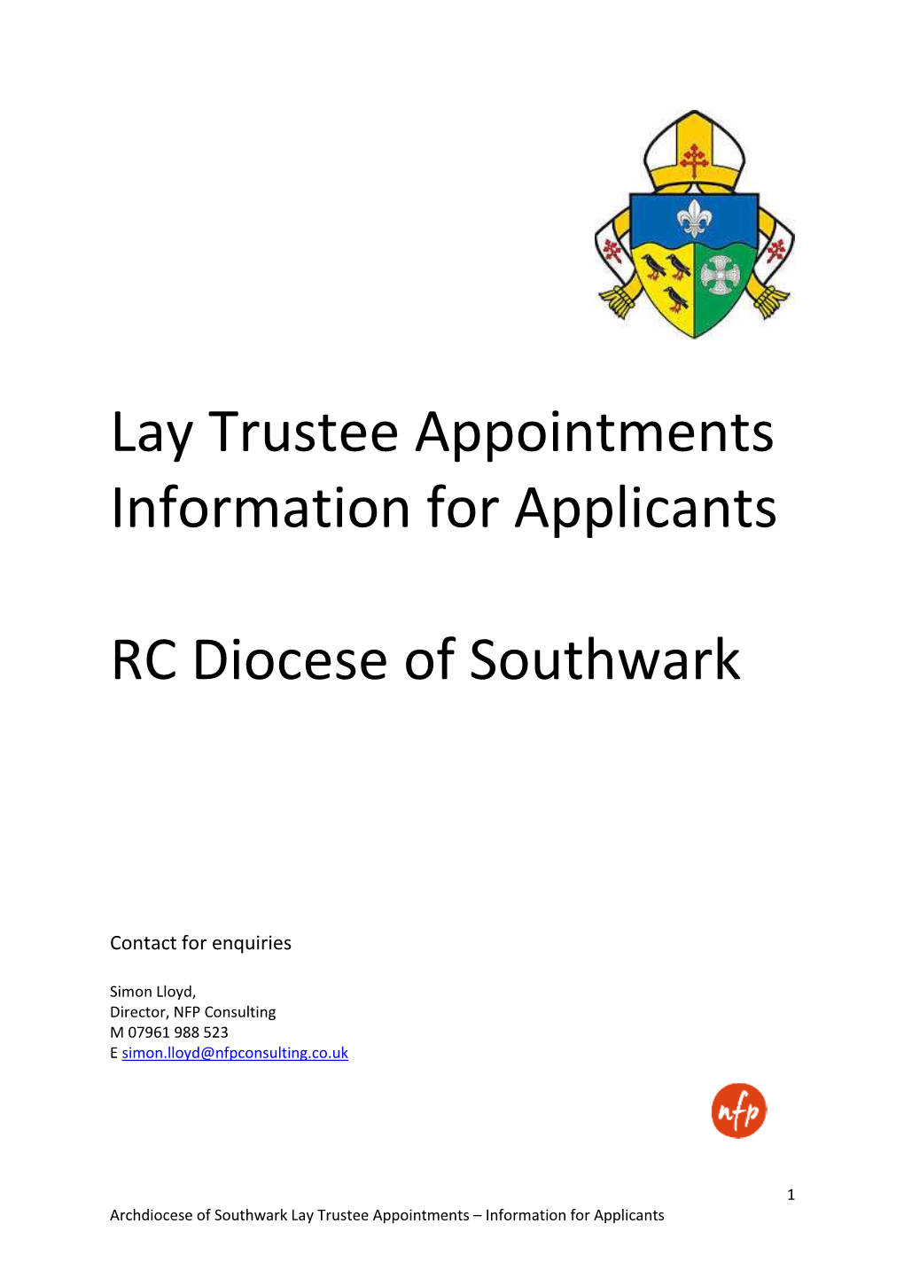 Lay Trustee Appointments Information for Applicants RC Diocese Of