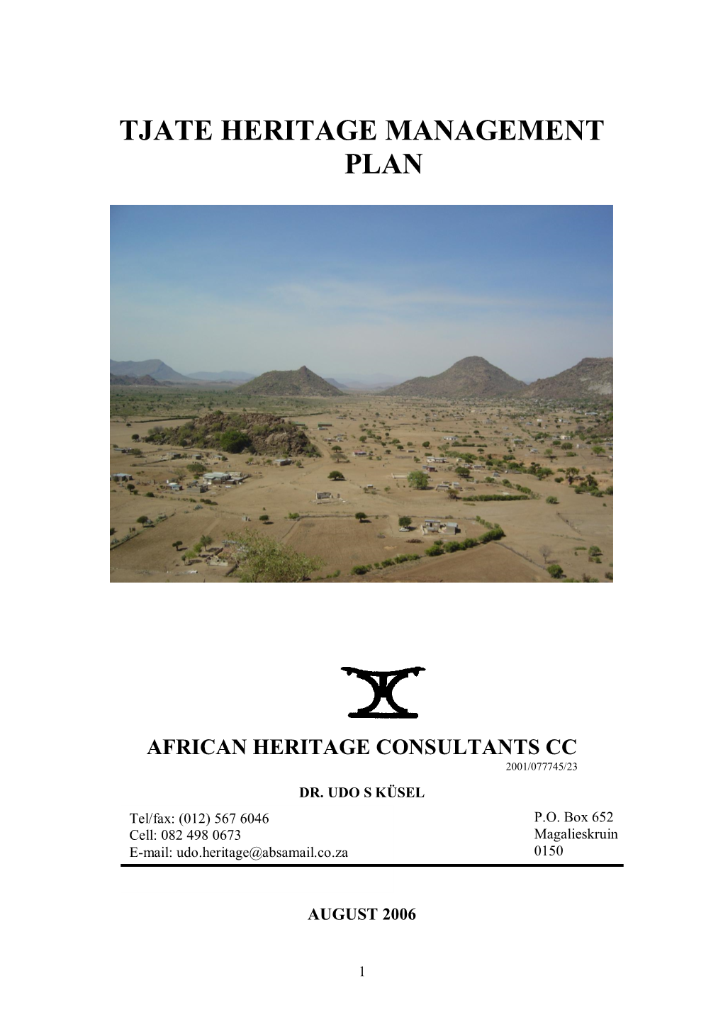 Tjate Heritage Management Plan