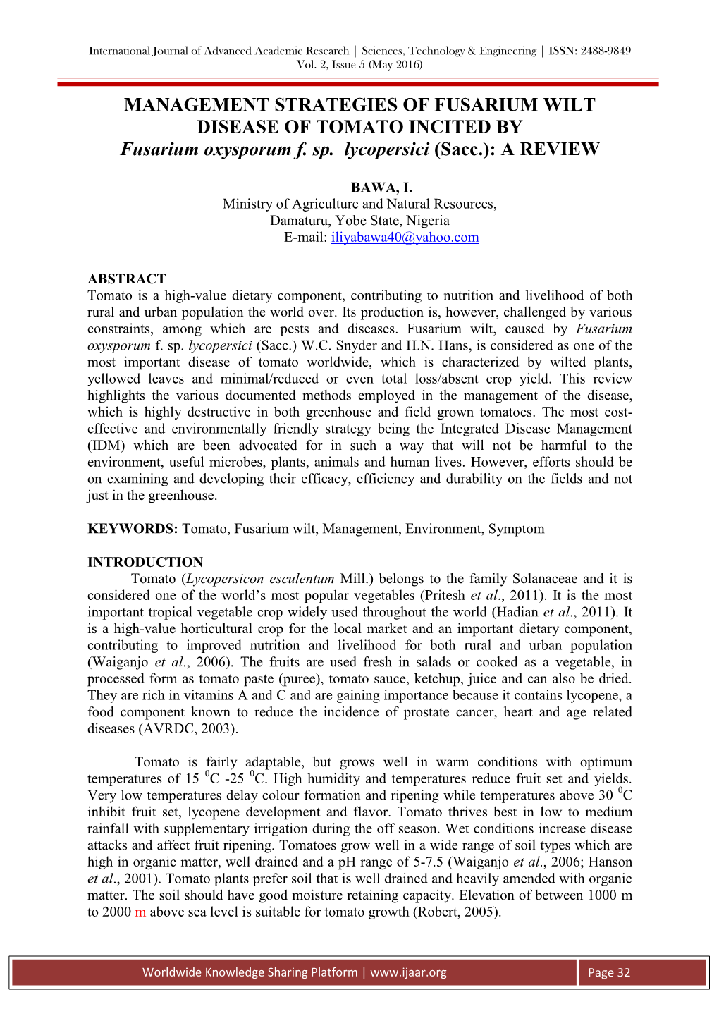 Fusarium Oxysporum F