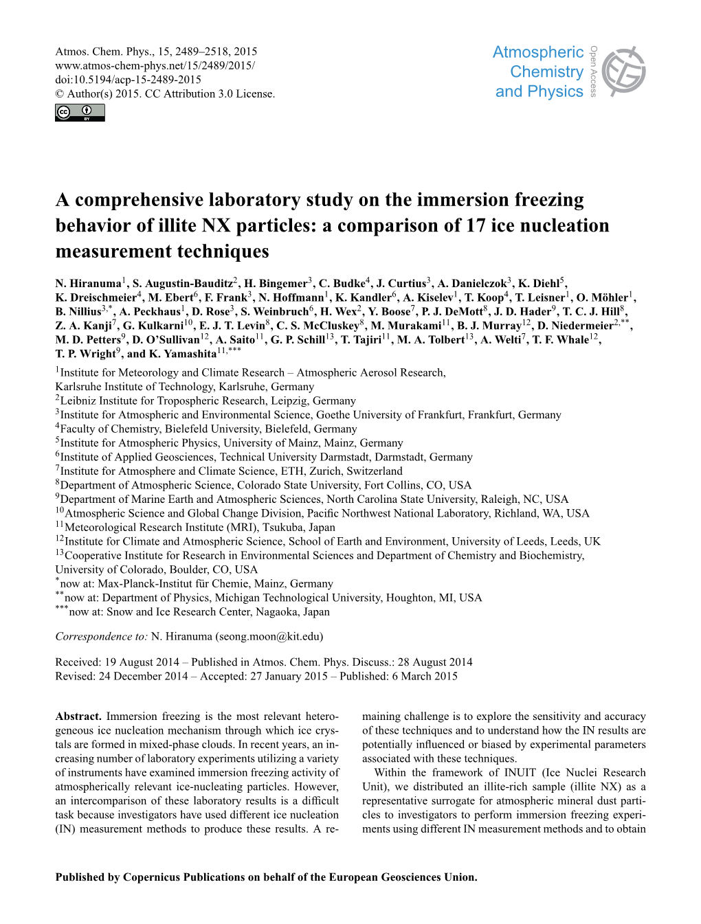 A Comparison of 17 Ice Nucleation Measurement Techniques