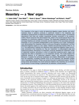 Mesentery — a 'New' Organ