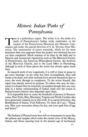 Historic Indian "Paths of Pennsylvania