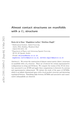 Almost Contact Structures on Manifolds with a G2 Structure