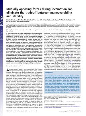 Mutually Opposing Forces During Locomotion Can Eliminate the Tradeoff Between Maneuverability and Stability