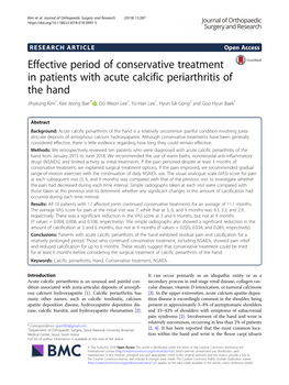 Effective Period of Conservative Treatment in Patients with Acute