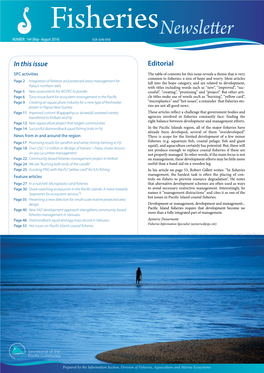 SPC Fisheries Newsletter #144 - May–August 2014 SPC ACTIVITIES