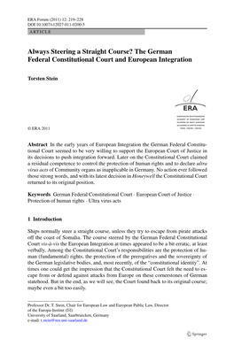The German Federal Constitutional Court and European Integration