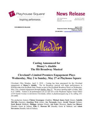 Casting Announced for Disney's Aladdin the Hit