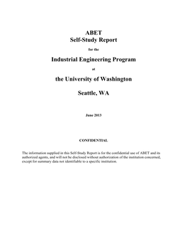 ABET Self-Study Report Industrial Engineering Program the University